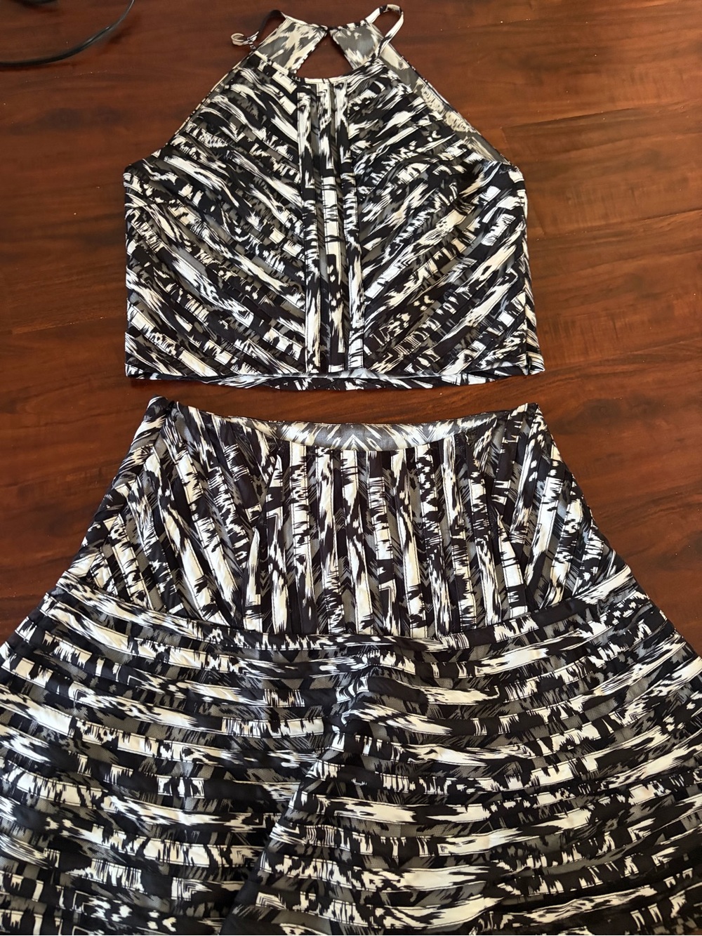 Parker Black & White Printed Two-Piece Skirt Set